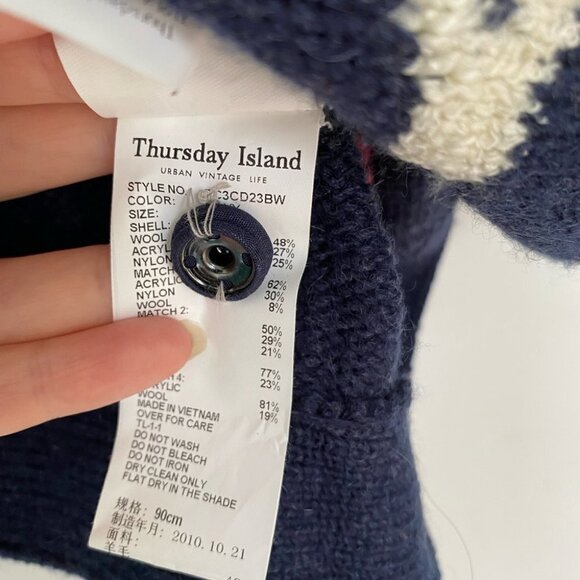 THURSDAY Island Aztec Design Sweater Shawl Cape Style Women’s Size Medium - Picture 6 of 8